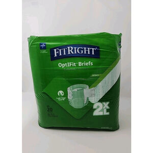 FitRight Adult Incontinence Briefs With Tabs 2XL (XXL) 60-70" 20 Ct New